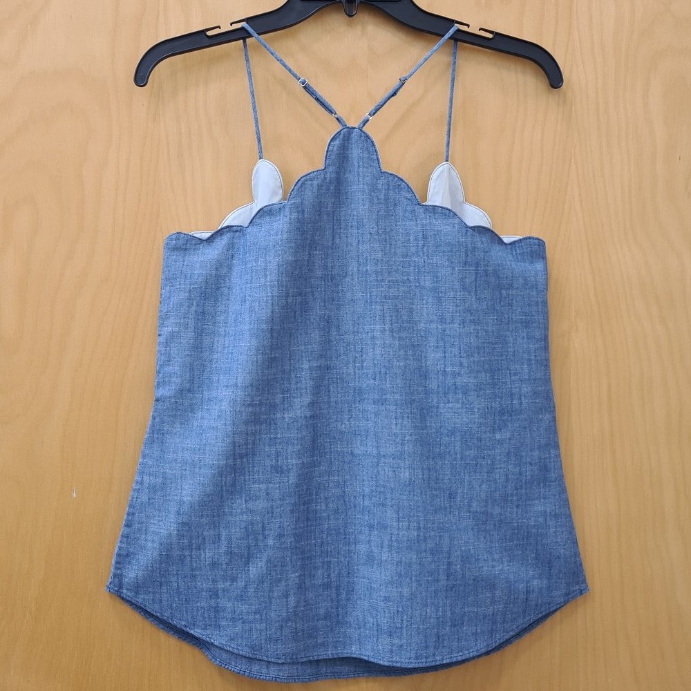 J. Crew NWT Chambray Scalloped Cami Top size 6 - Picture 9 of 9